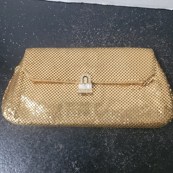 Whiting and Davis Gold Chainmail Clutch - Picture 1 of 5